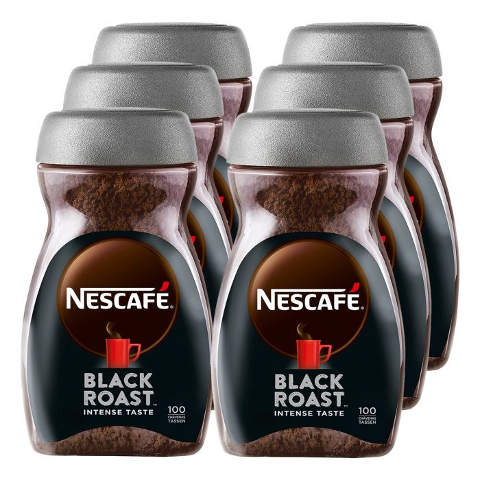 Nescafé Classic Black Roast, löslicher Bohnenkaffee aus dunkel gerösteten Kaffeebohnen (6 x 200g)