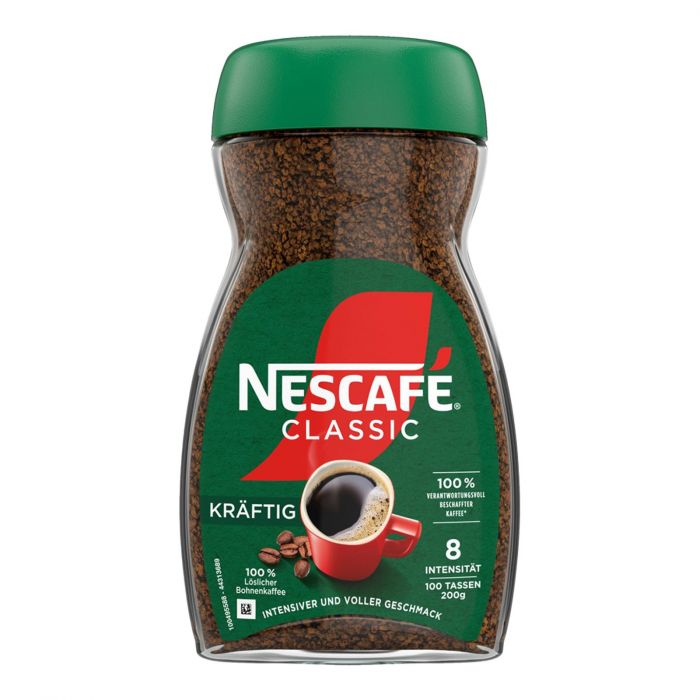 NESCAFÉ Classic Kräftig, löslicher Bohnenkaffee aus dunkel gerösteten Kaffeebohnen (1 x 200g)