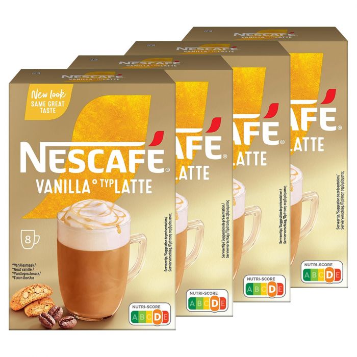 NESCAFÉ Gold Typ Latte Vanilla, löslicher Bohnenkaffee (4 x 8 x 18,5g)