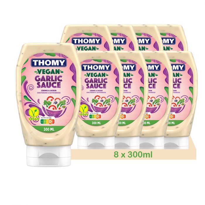 THOMY Vegane Knoblauch Sauce | leckere Grill- und Burgersauce | perfekt zum Dippen und würzen (8er Pack (8 x 300ml))