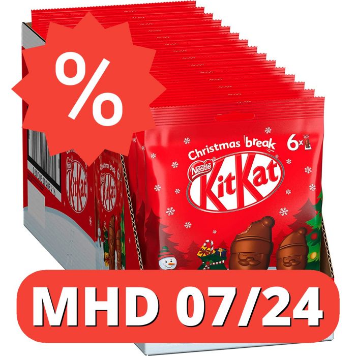 NESTLÉ KITKAT Weihnachtsmänner aus Milchschokolade (15 x 66g) [MHD 07/24]