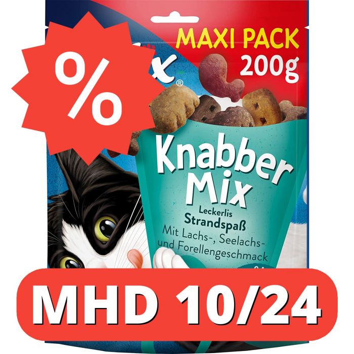 FELIX KnabberMix Strandspaß, Knuspriger Katzensnackmit 200g Beutel (1er Pack (1 x 200g)) [MHD 10/24]