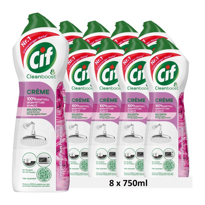 Cif Crème Scheuermilch Reiniger Frühlingsblüte (750ml) (8er Pack (8 x 750ml))