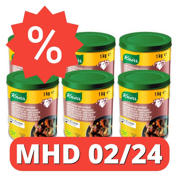 KNORR HALAL Bouillon Lamm, Klare Lammbrühe Halal (6 x 1kg) [MHD 02/24]