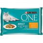 PURINA ONE Adult Katzenfutter nass zarte Stückchen in Sauce mit Huhn (12er Pack (12 x 4 x 85g))